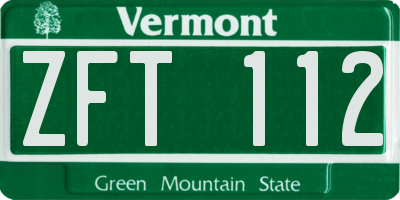 VT license plate ZFT112