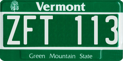VT license plate ZFT113