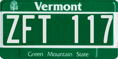 VT license plate ZFT117