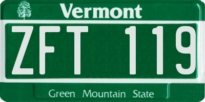 VT license plate ZFT119