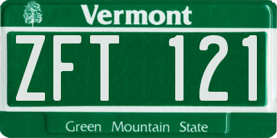 VT license plate ZFT121