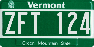 VT license plate ZFT124