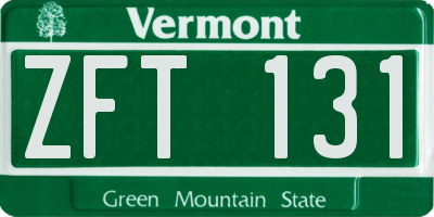 VT license plate ZFT131
