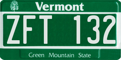VT license plate ZFT132