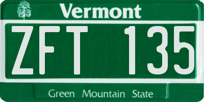 VT license plate ZFT135