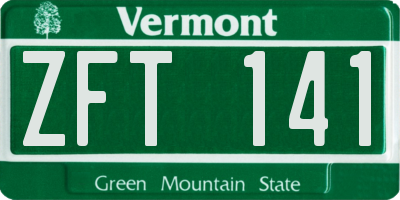 VT license plate ZFT141