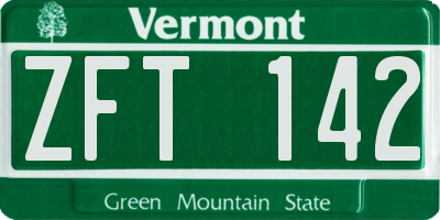 VT license plate ZFT142