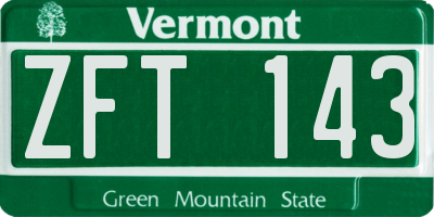 VT license plate ZFT143