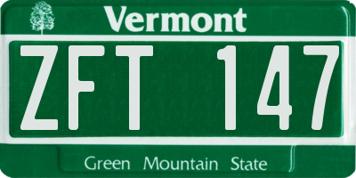 VT license plate ZFT147