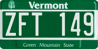 VT license plate ZFT149
