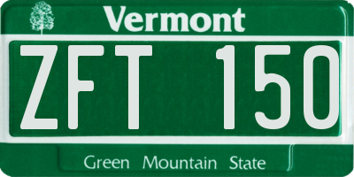 VT license plate ZFT150