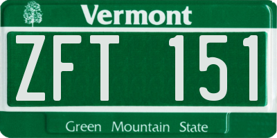 VT license plate ZFT151