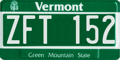 VT license plate ZFT152