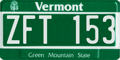 VT license plate ZFT153