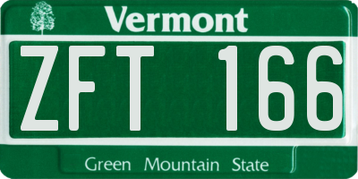 VT license plate ZFT166
