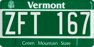 VT license plate ZFT167