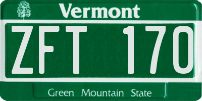 VT license plate ZFT170