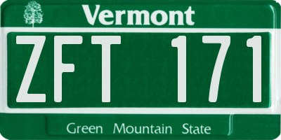 VT license plate ZFT171