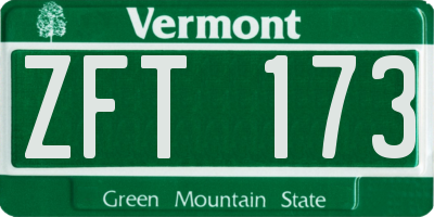 VT license plate ZFT173