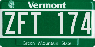 VT license plate ZFT174