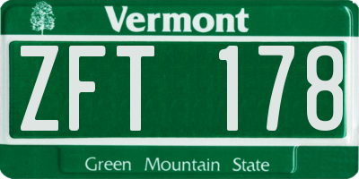 VT license plate ZFT178