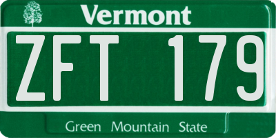 VT license plate ZFT179