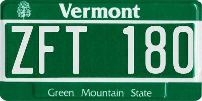 VT license plate ZFT180
