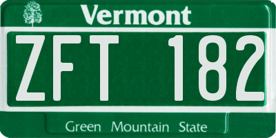 VT license plate ZFT182