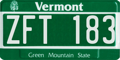 VT license plate ZFT183
