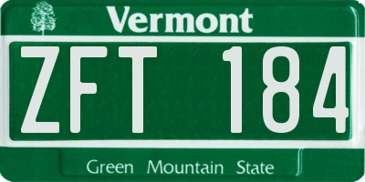 VT license plate ZFT184