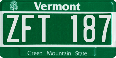 VT license plate ZFT187
