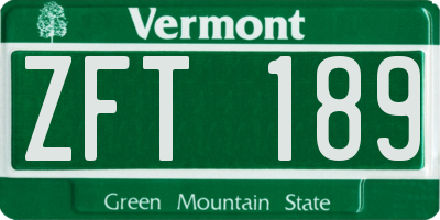 VT license plate ZFT189