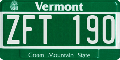 VT license plate ZFT190