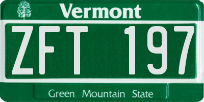 VT license plate ZFT197