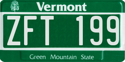 VT license plate ZFT199