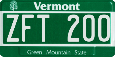VT license plate ZFT200