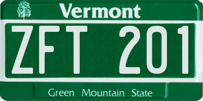 VT license plate ZFT201