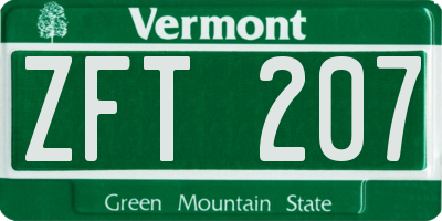 VT license plate ZFT207