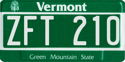 VT license plate ZFT210