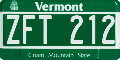 VT license plate ZFT212