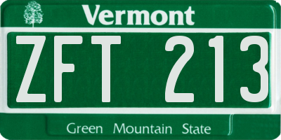 VT license plate ZFT213