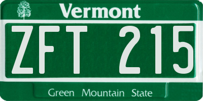 VT license plate ZFT215