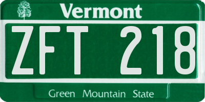 VT license plate ZFT218