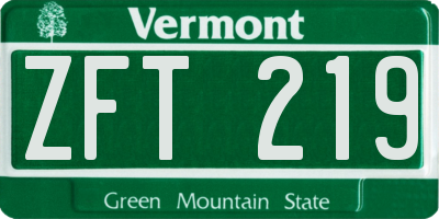 VT license plate ZFT219