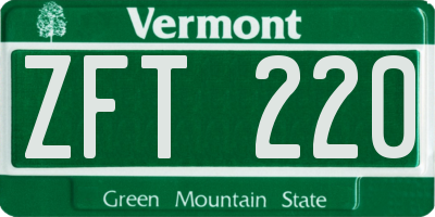 VT license plate ZFT220