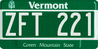 VT license plate ZFT221