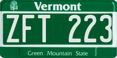 VT license plate ZFT223