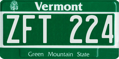 VT license plate ZFT224