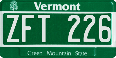 VT license plate ZFT226