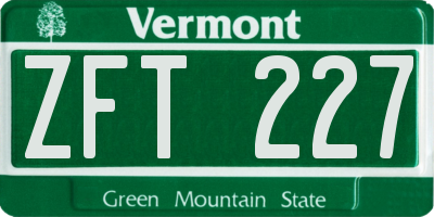 VT license plate ZFT227